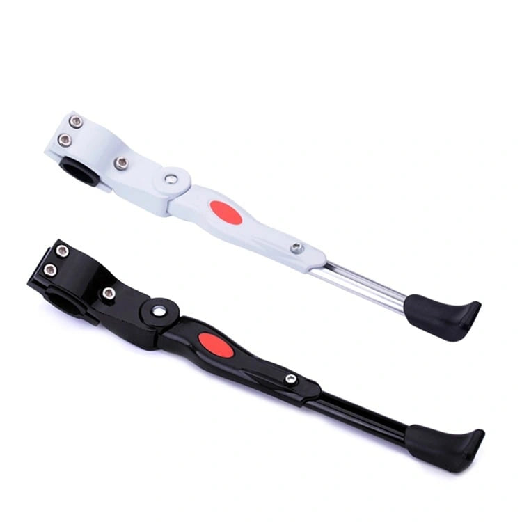 Black and white adjustable bicycle kickstand colour options on white background