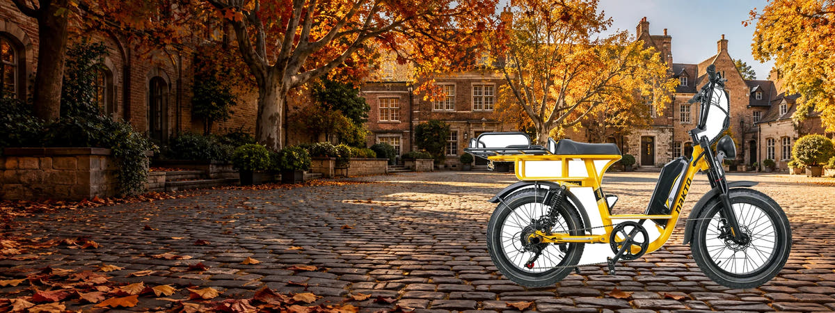 NAKTO F4 750W Electric Cargo Bike in an autumn setting for Cargo Electric Bikes