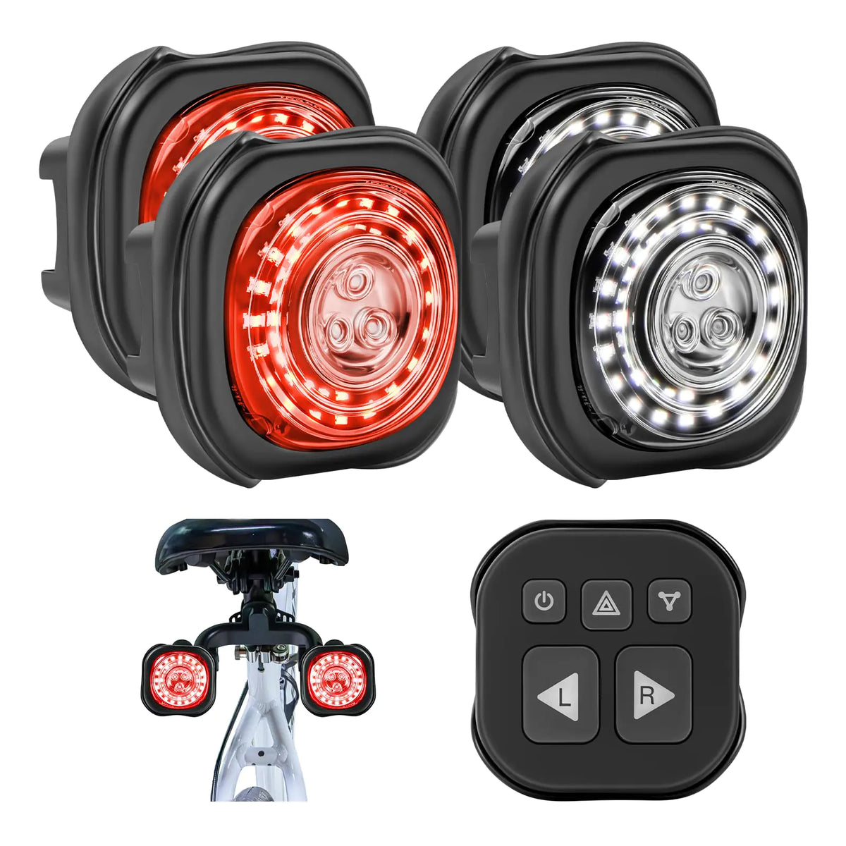 WhiteRhino Rechargeable Bike Light & Turn Signal Set