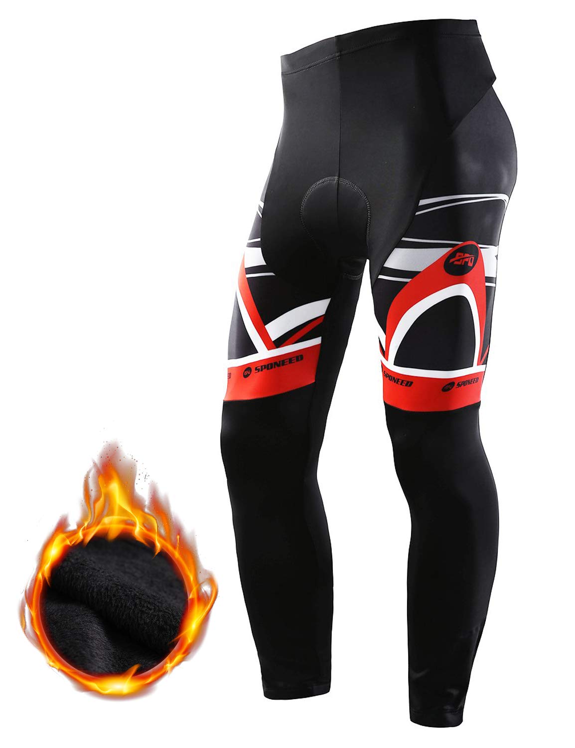 sponeed Mens Fleece Padded Cycling Tights