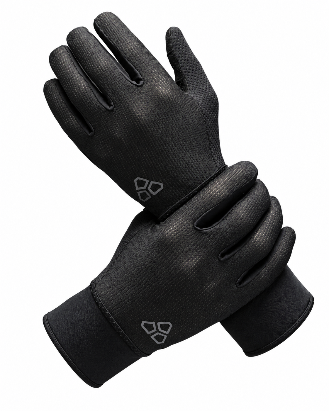 Black DUEECO cycling gloves on a white background