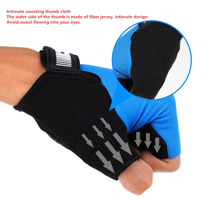 Lycra Fabric Cycling Gloves - Mountain Bike Half-Finger