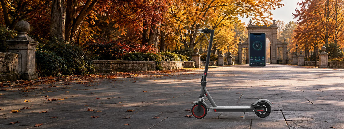 AOVOPRO AP07 Electric Scooter in an autumn setting for Folding Electric Scooters
