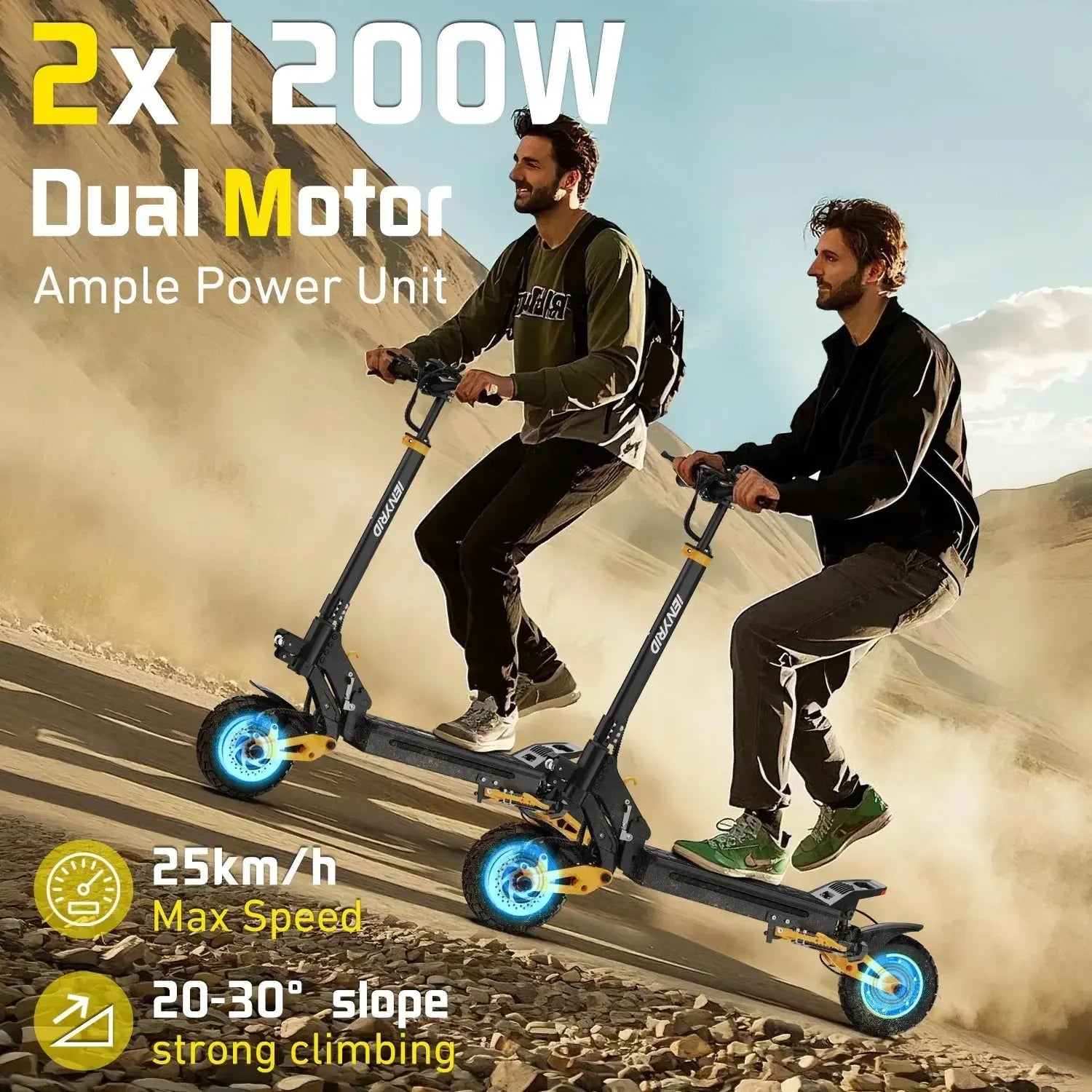 IENYRID ES1 Electric Scooter Long Range Foldable with Quad Suspension up to 60 Km/h