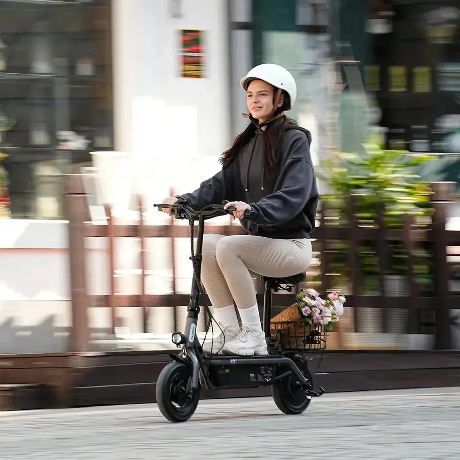 iScooter F2 Electric Scooter with Seat Foldable Basket for Adults up to 30 Km/h