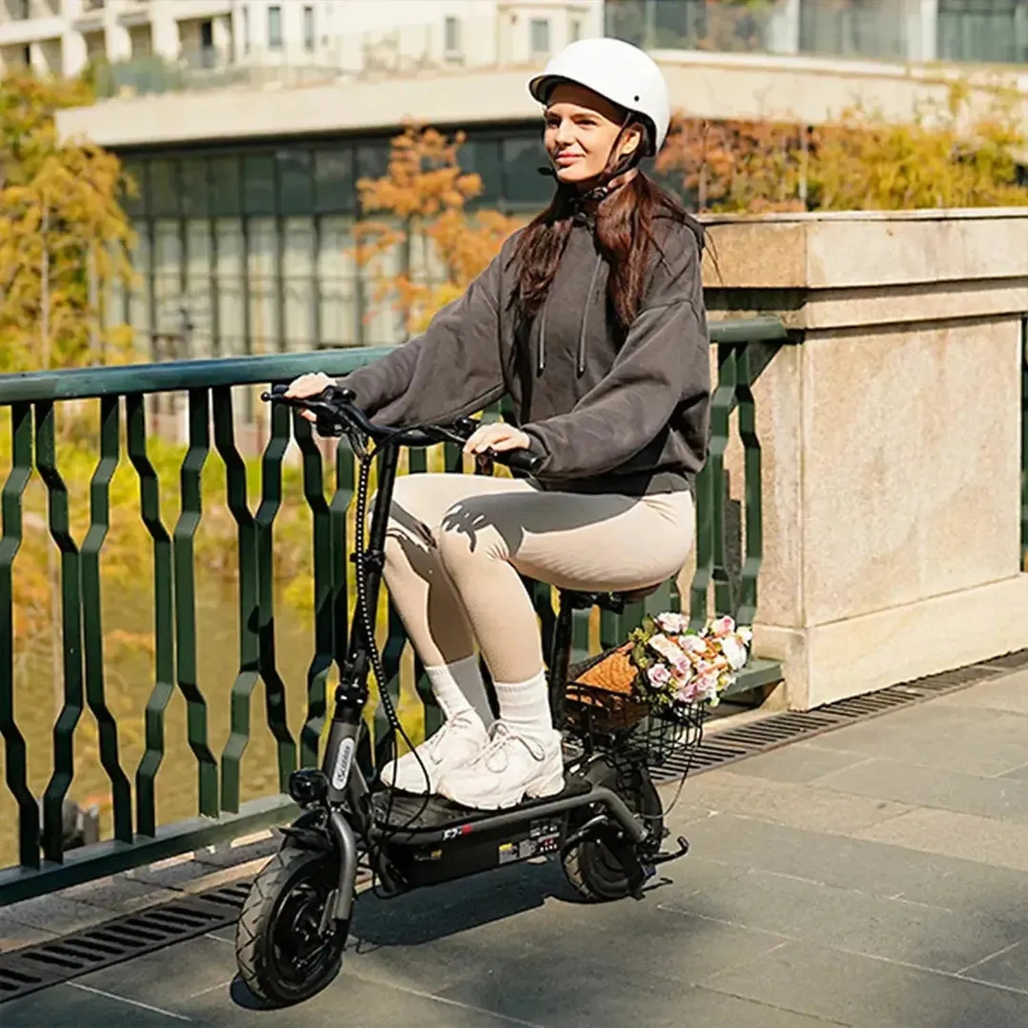 iScooter F2 Electric Scooter with Seat Foldable Basket for Adults up to 30 Km/h