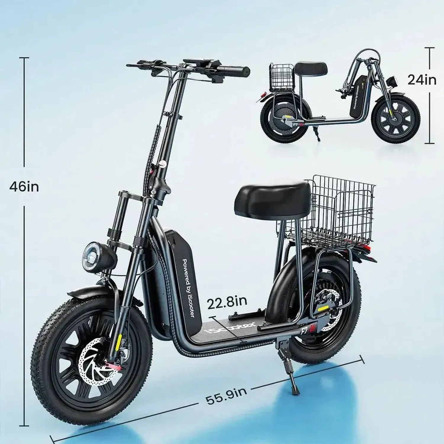 iScooter F7 Electric Scooter with Seat Foldable for Adults up to 45 Km/h