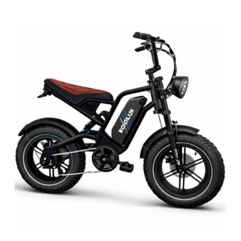 KOOLUX X9 Mini electric bike in Black, right-side three-quarter view showing pedals and 16-inch fat tyres