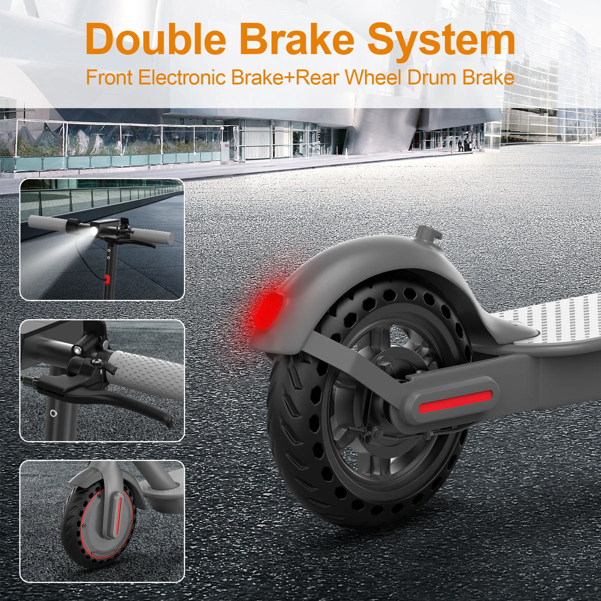 LADPED LP60 electronic and rear drum braking system detail