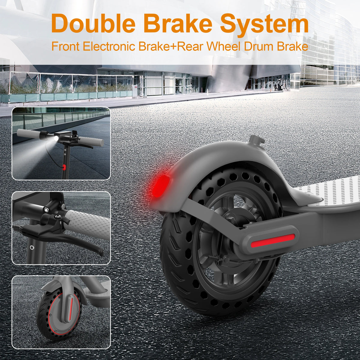 LADPED LP60 electronic and rear drum braking system detail