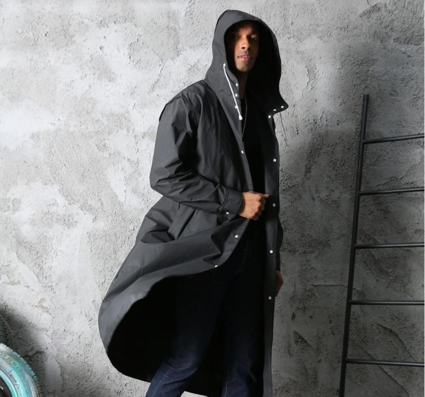 Long Hooded Cycling Raincoat