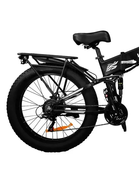 LOOKROAD L26 electric bike rear wheel, drivetrain and frame detail
