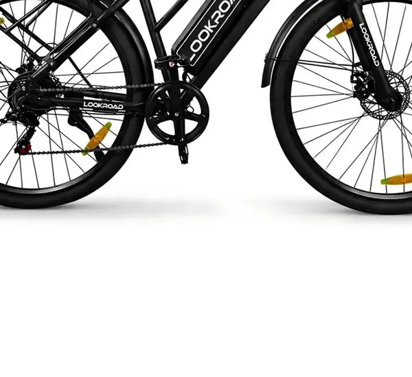 LOOKROAD L28 MIN electric bike motor, crank and wheel component detail