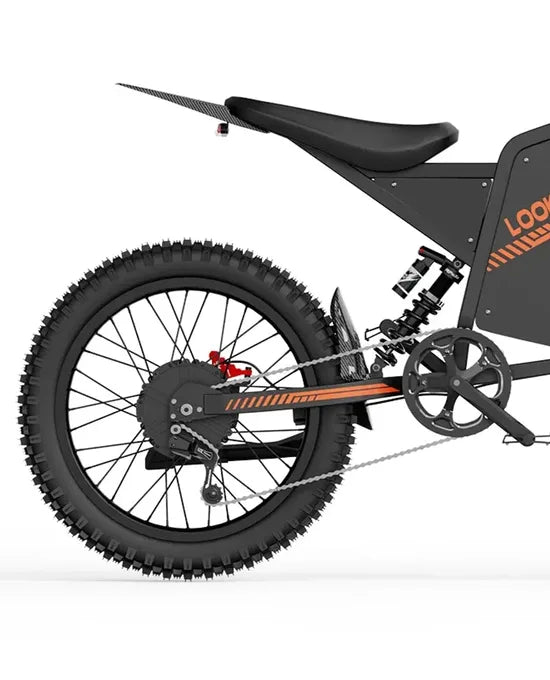 LOOKROAD Q8 electric bike rear wheel, drivetrain and frame detail