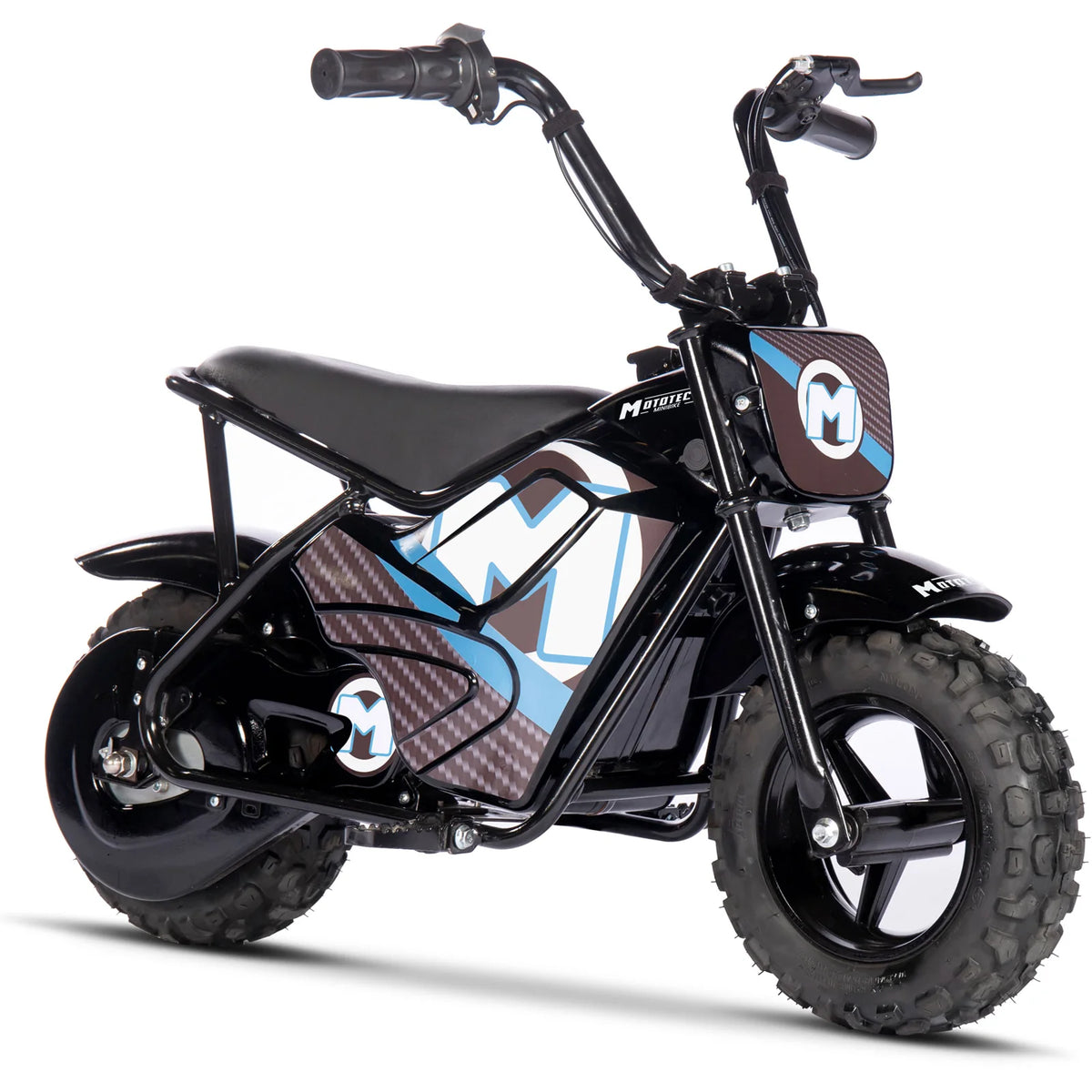 MotoTec 24V 250W Electric Mini Bike — Black complete product on white background