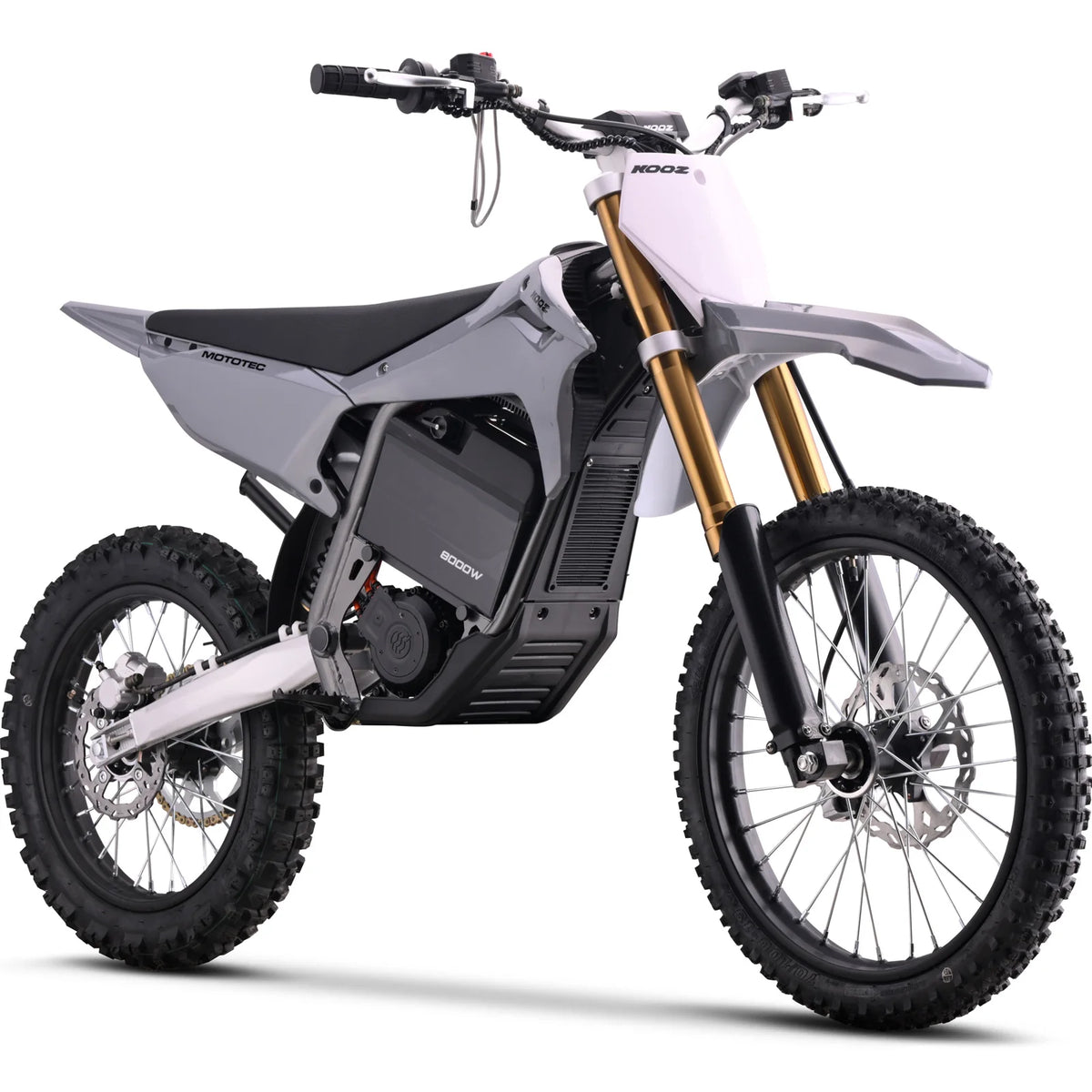 MotoTec 72V 8000W Pro Electric Dirt Bike 19/16 Lithium — Grey complete product on white background