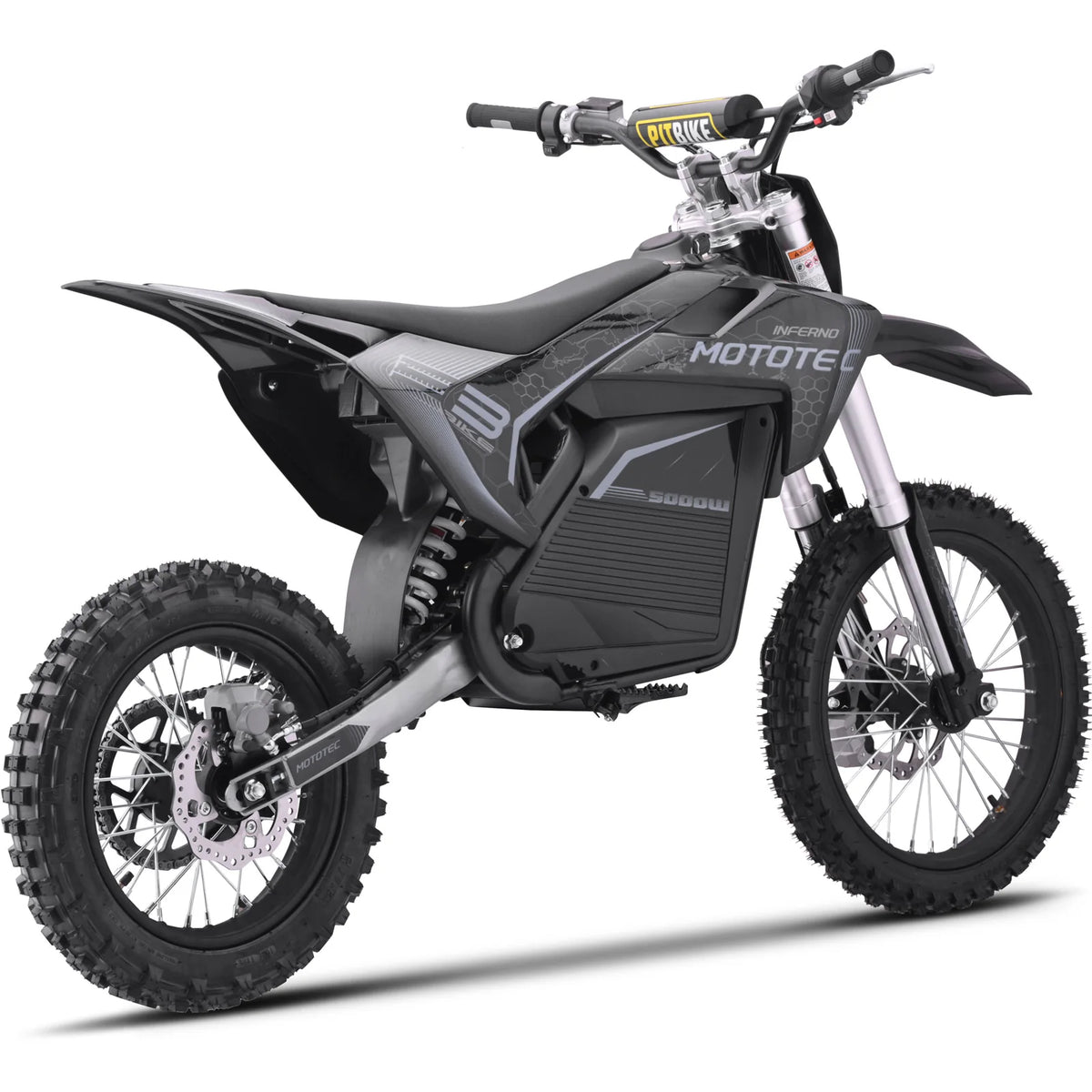 MotoTec 72V Pro Electric Dirt Bike 5000W Lithium — Grey supplier product view 2