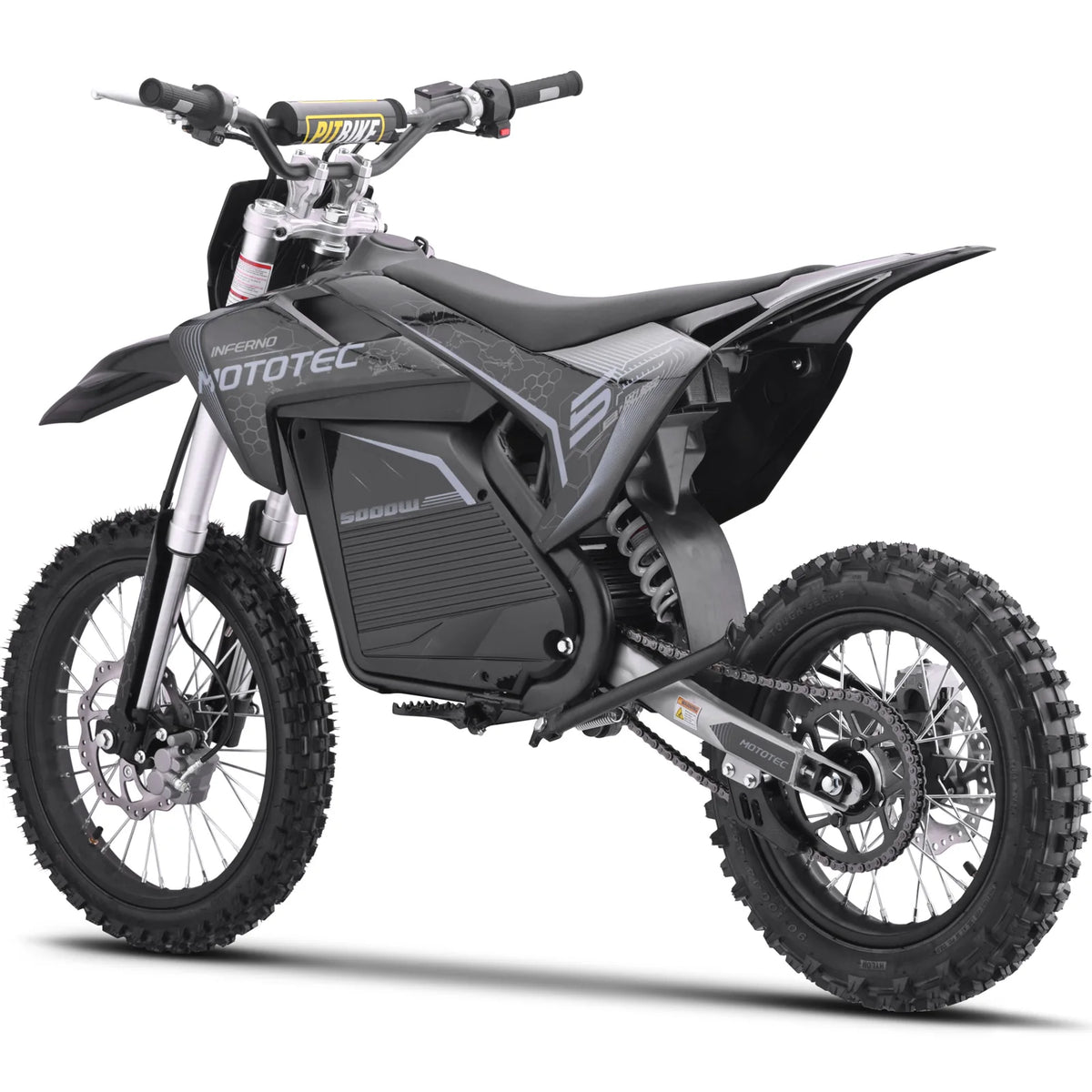 MotoTec 72V Pro Electric Dirt Bike 5000W Lithium — Grey supplier product view 3