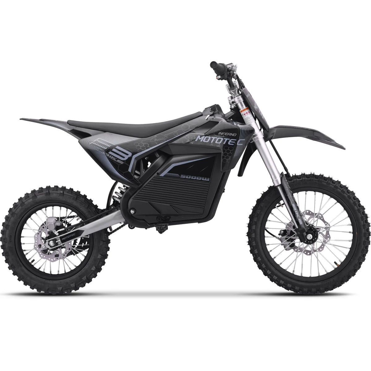 MotoTec 72V Pro Electric Dirt Bike 5000W Lithium — Grey supplier product view 4