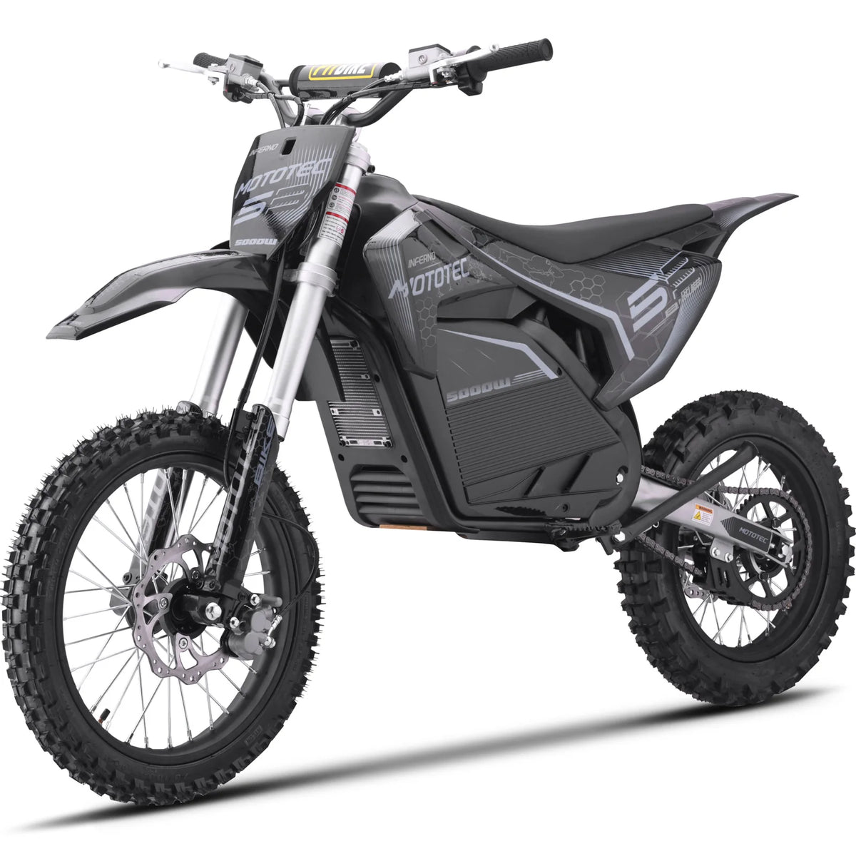 MotoTec 72V Pro Electric Dirt Bike 5000W Lithium — Grey supplier product view 6