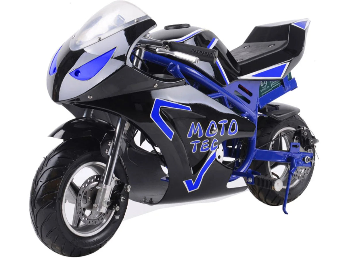 MotoTec Electric Pocket Bike GT 36V 500W — Blue supplier product view 4