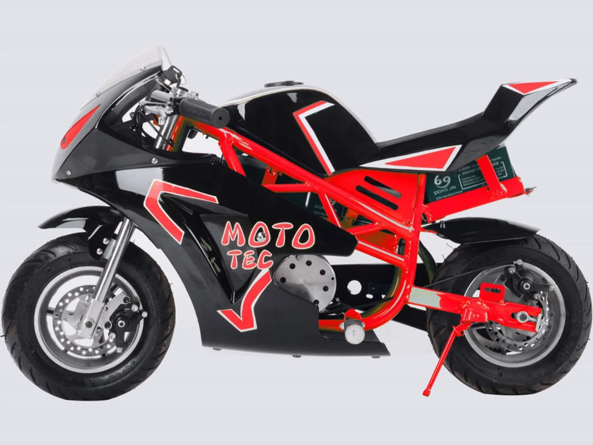 MotoTec Electric Pocket Bike GT 36V 500W — Red supplier product view 3