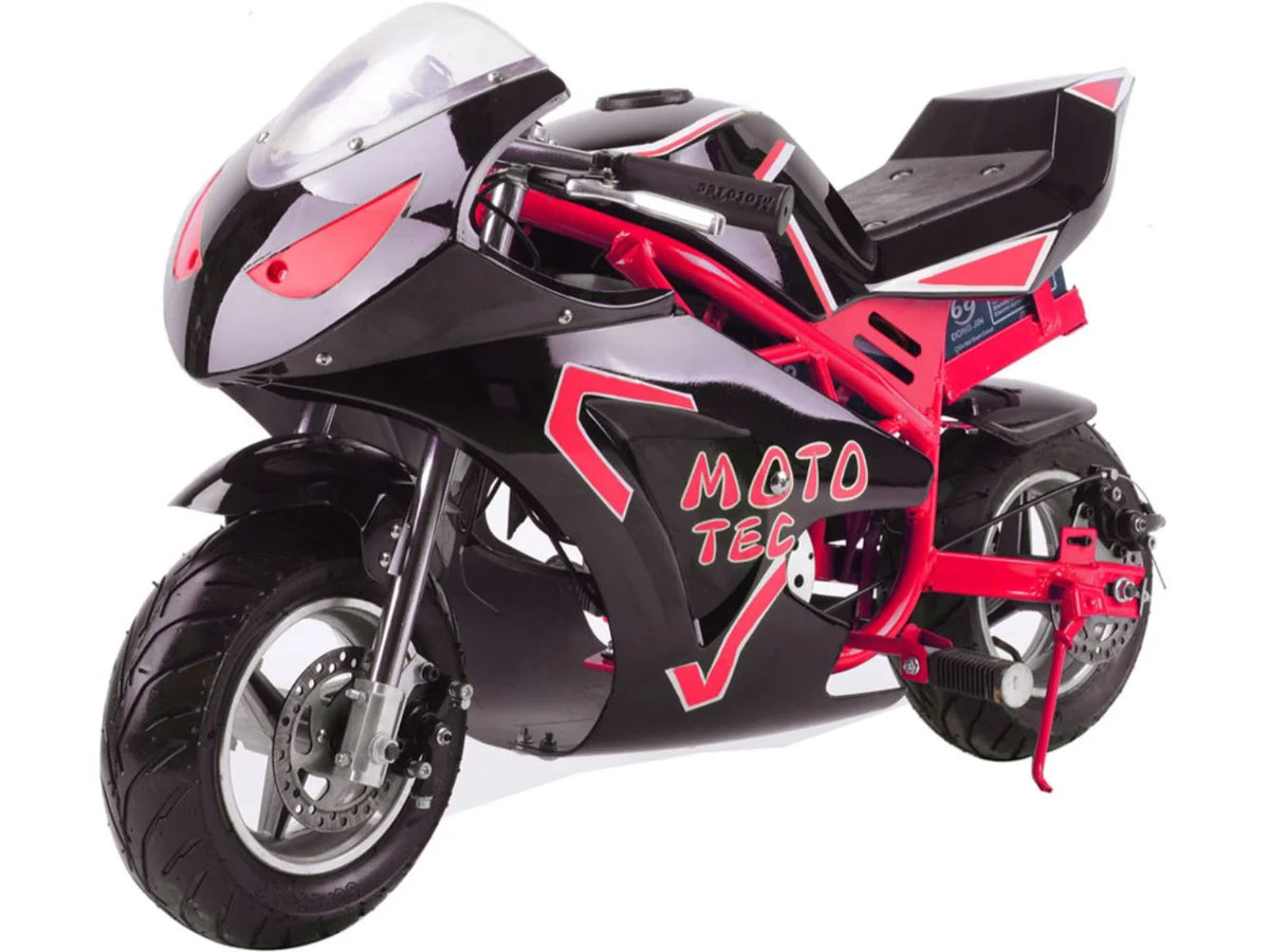 MotoTec Electric Pocket Bike GT 36V 500W — Red supplier product view 4