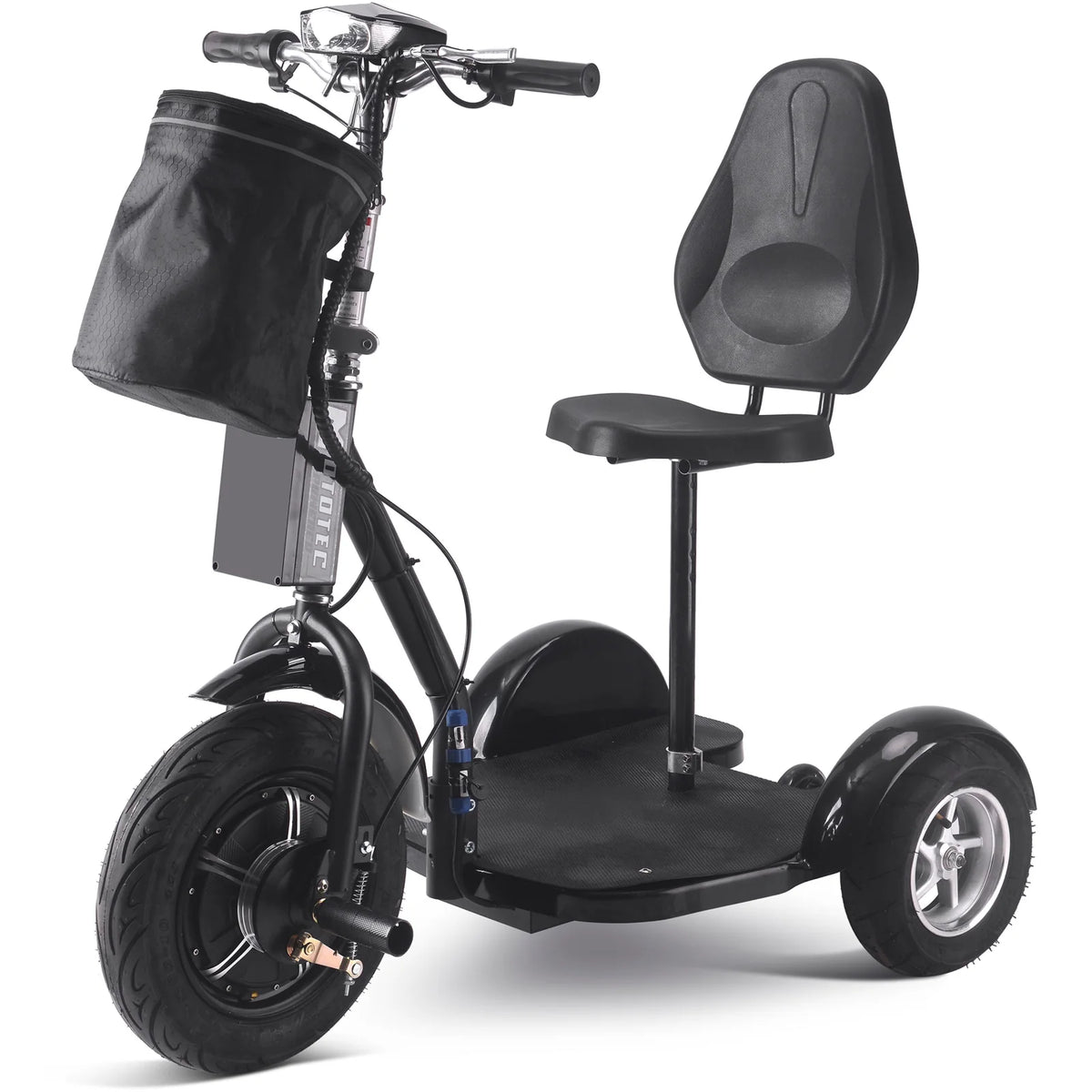 MotoTec Electric Trike 48V 1000W Lithium — Black complete product on white background
