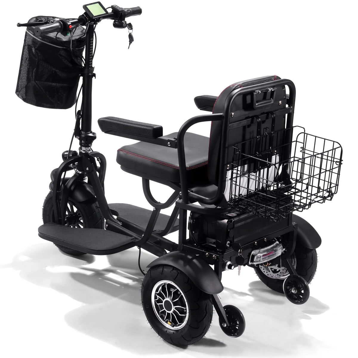 MotoTec Folding Mobility Electric Trike 48V 1000W Dual Motor Lithium — Black supplier product view 4