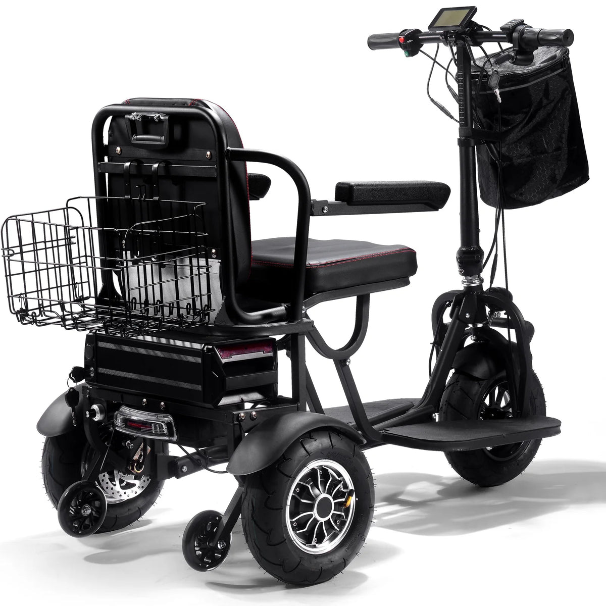 MotoTec Folding Mobility Electric Trike 48V 1000W Dual Motor Lithium — Black supplier product view 5