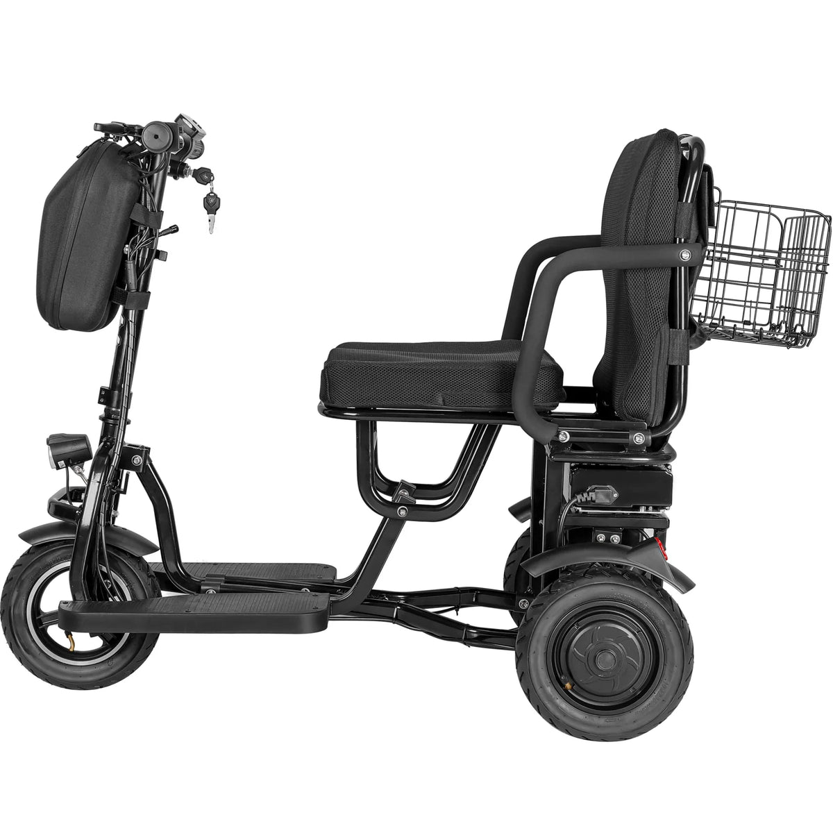 MotoTec Folding Mobility Electric Trike 48V 700W Dual Motor Lithium — Black supplier product view 2