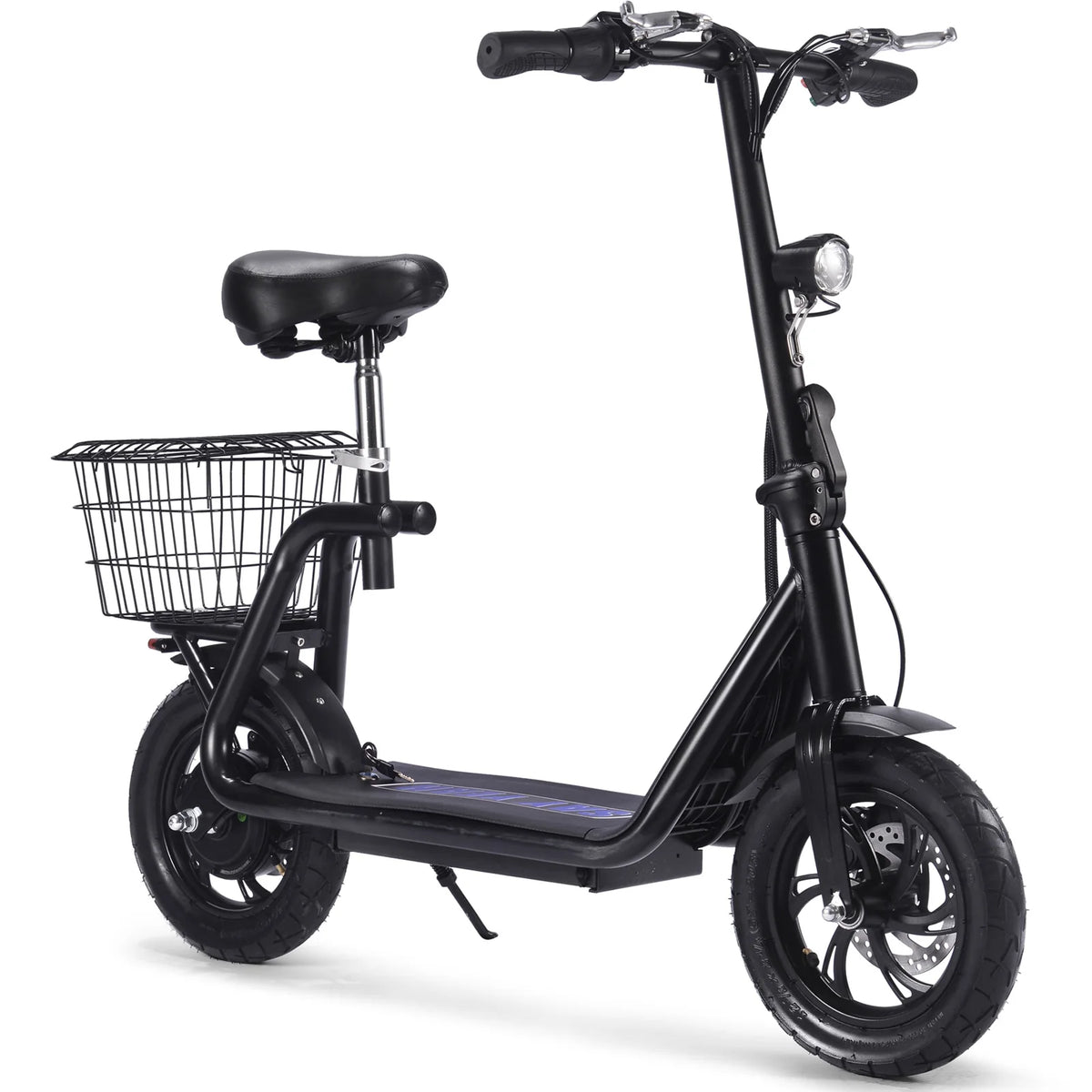 MotoTec Metro 36V 500W Lithium Electric Scooter — Black complete product on white background