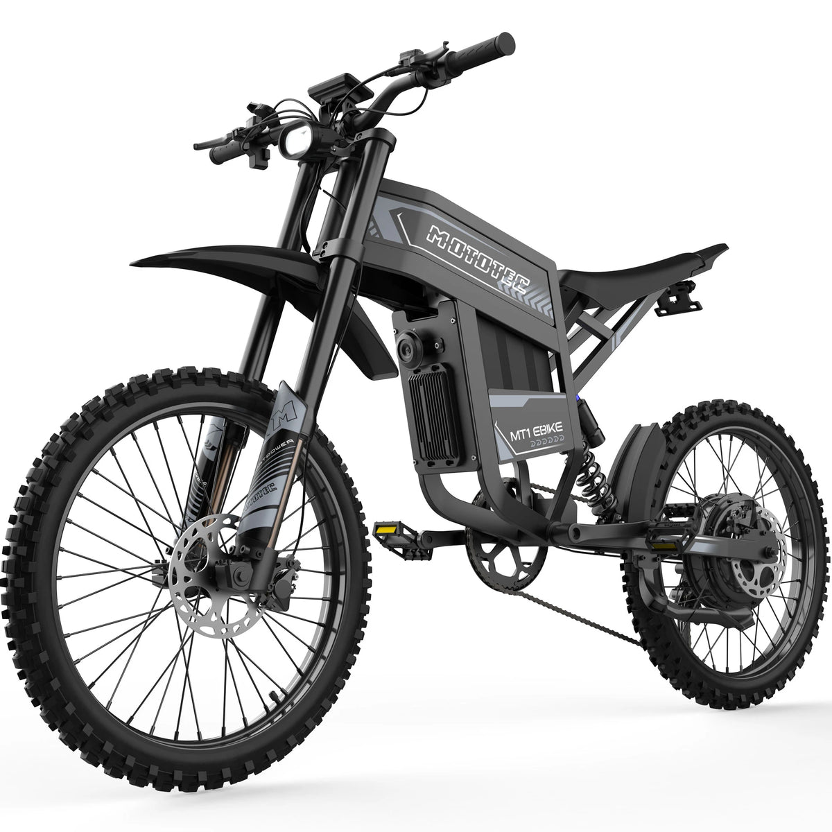 MotoTec MT1 Pro electric bike in Grey, front three-quarter view