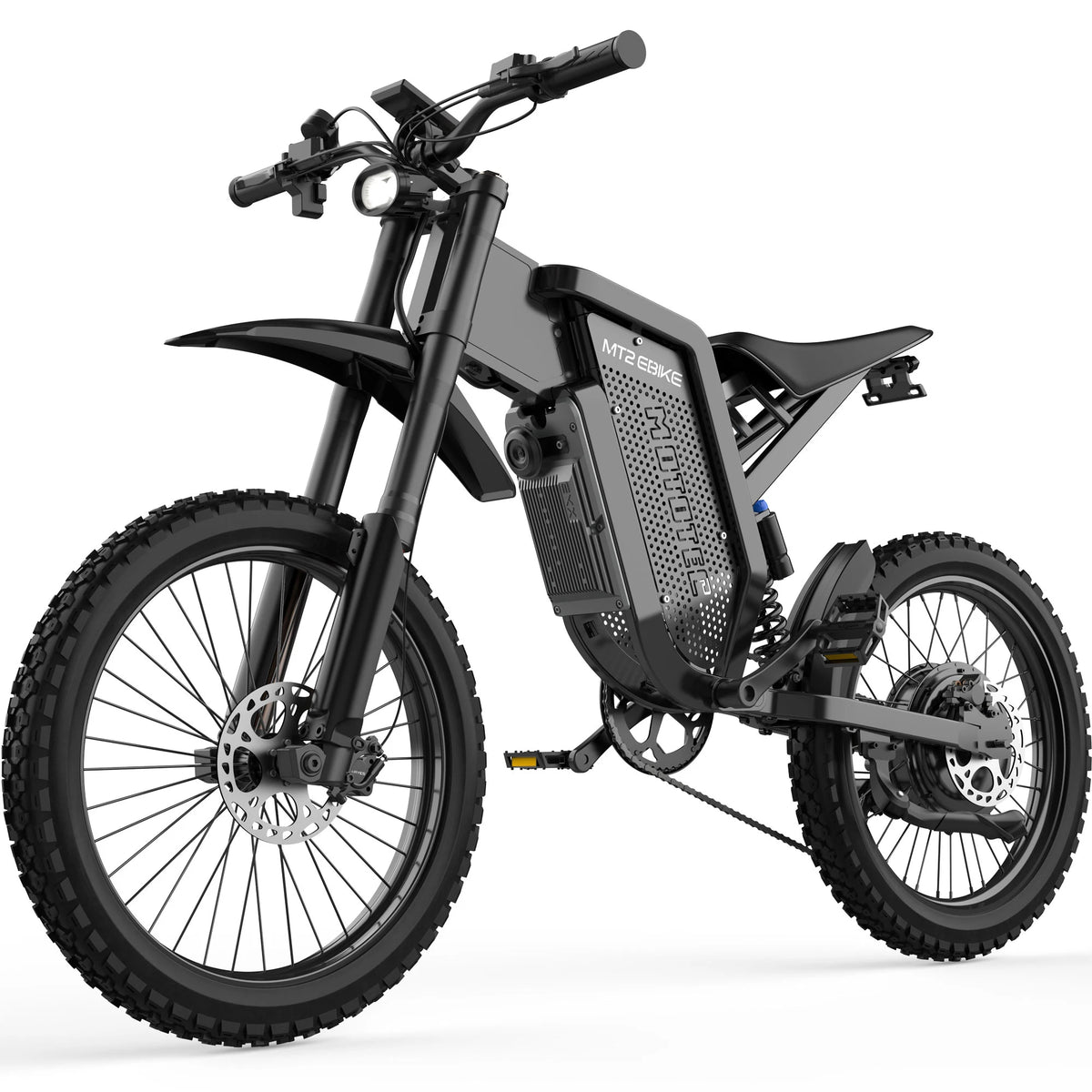 MotoTec MT2 Pro electric bike in Grey, front three-quarter view
