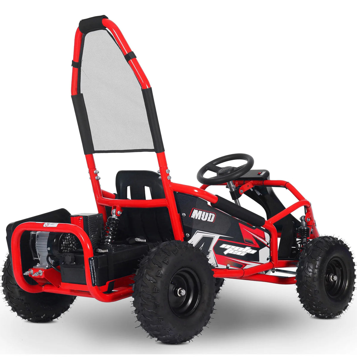 MotoTec Mud Monster Kids Electric 48V 1000W Go Kart Full Suspension — Red supplier product view 3