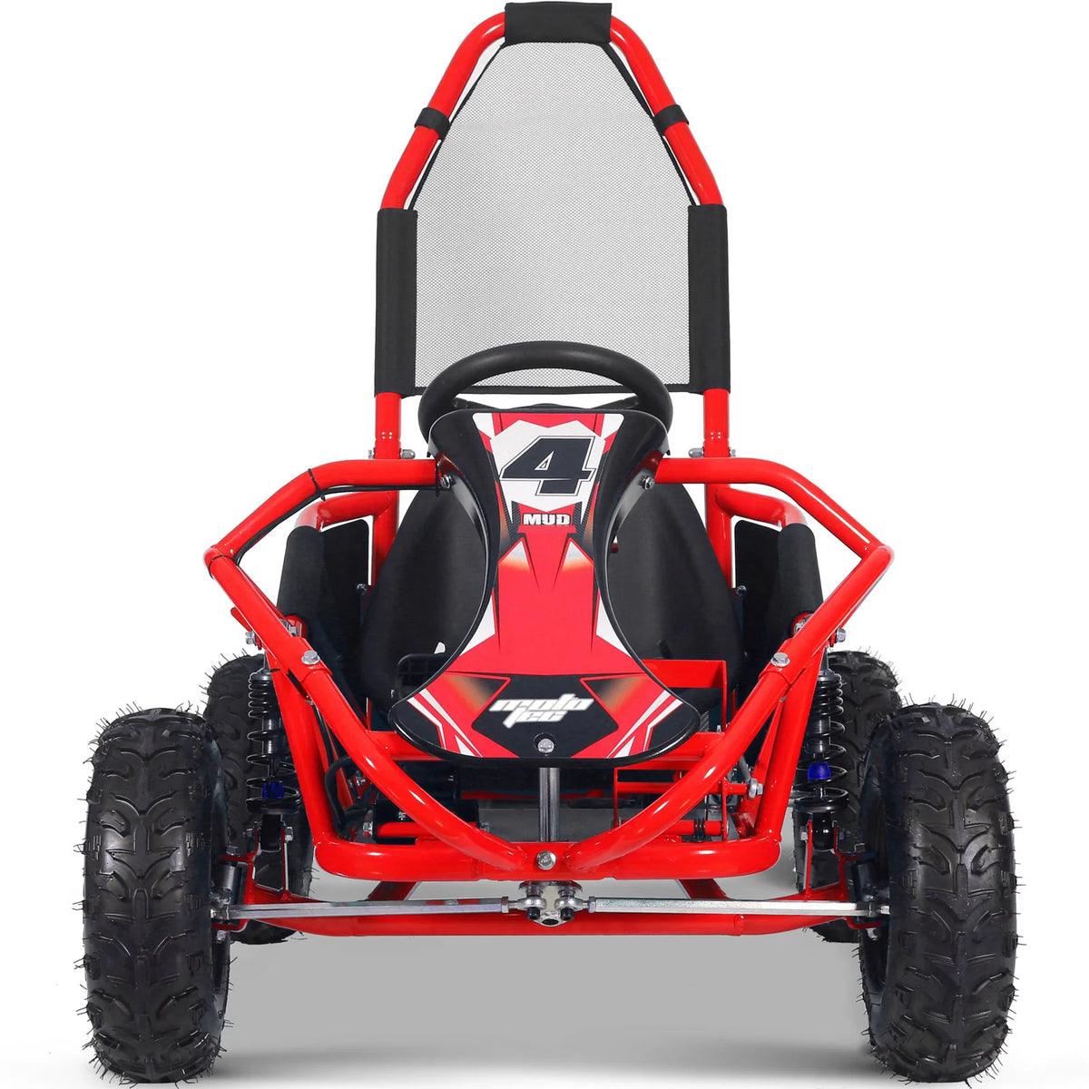 MotoTec Mud Monster Kids Electric 48V 1000W Go Kart Full Suspension — Red supplier product view 4