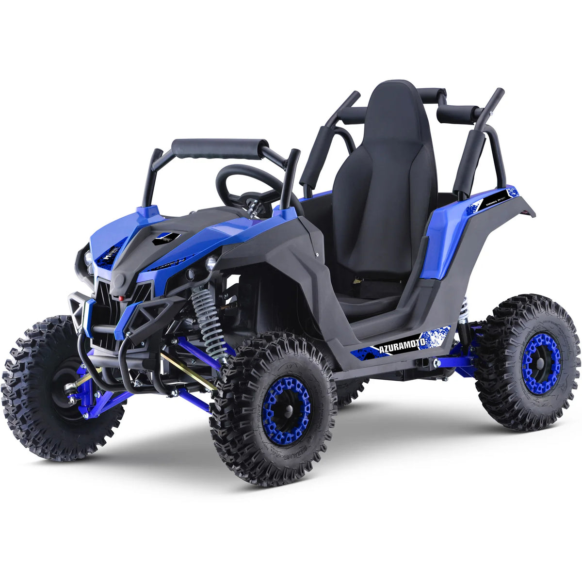 MotoTec Raider Kids UTV 48V 1200W Full Suspension — Blue complete product on white background