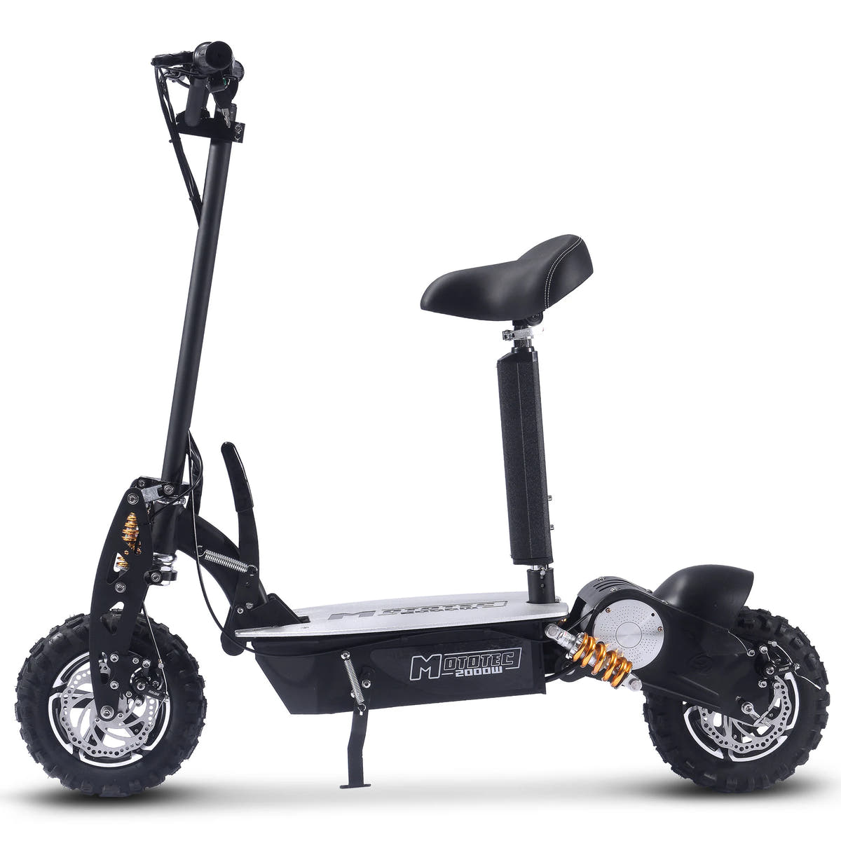 MotoTec 48V 2000W electric scooter in Black, rear or side view