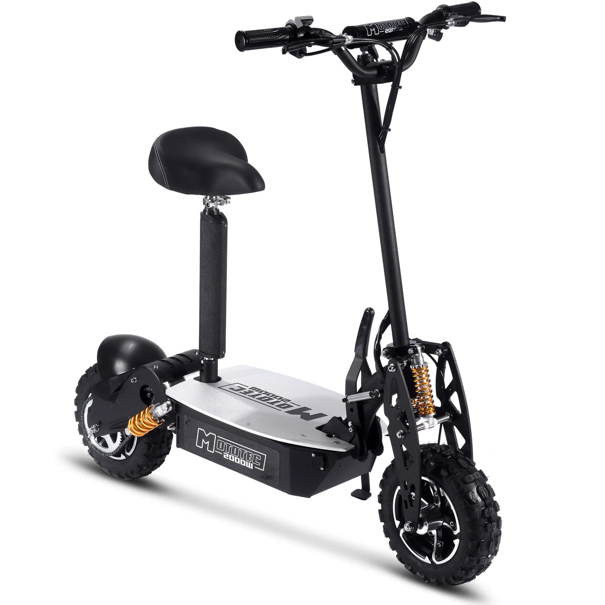 MotoTec 48V 2000W electric scooter in Black, alternate front three-quarter view