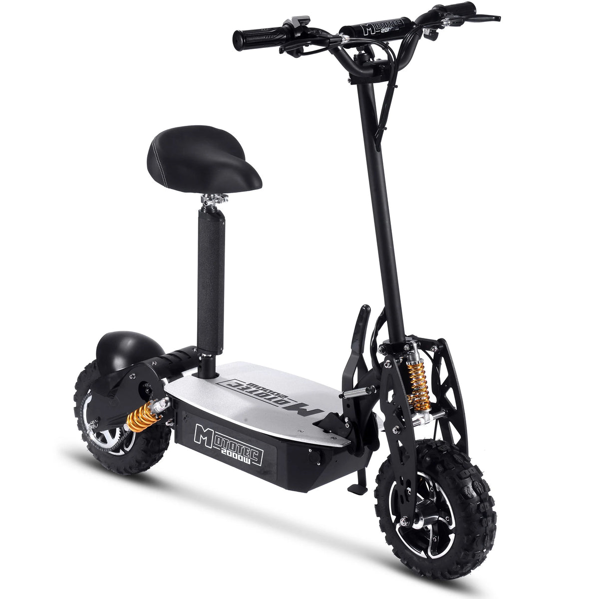 MotoTec 48V 2000W electric scooter in Black, alternate front three-quarter view