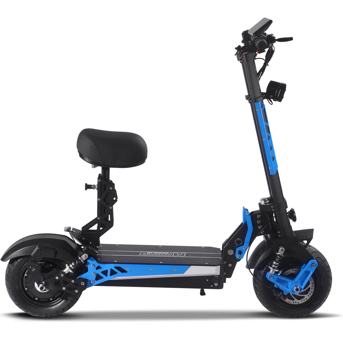 MotoTec Switchblade 60V 4000W electric scooter in Blue, right side view