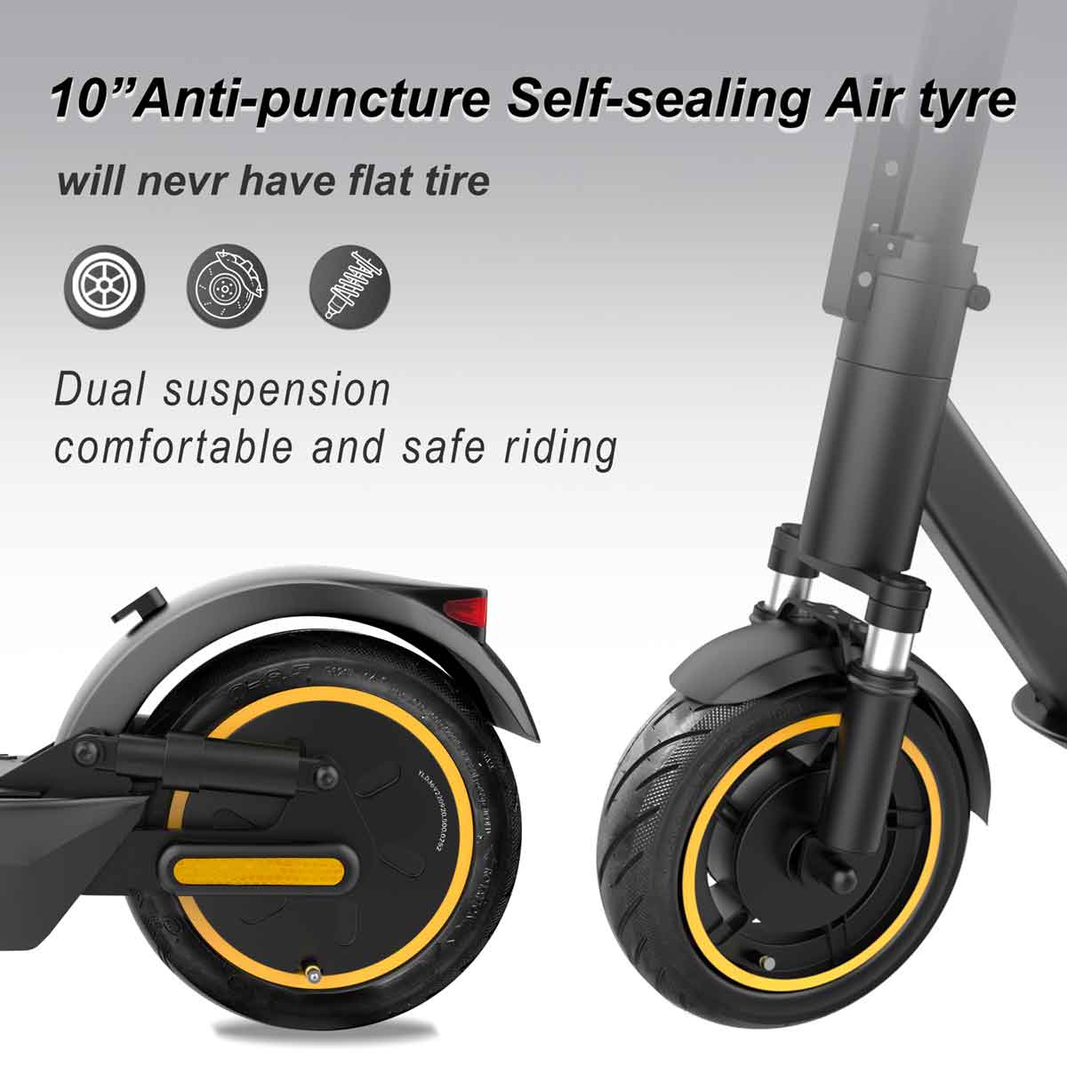 AOVO PRO ESMAX Electric Scooter – 500W Motor, 22 mph (35 km/h) Speed, 28 mi (45 km) Range, 14.5Ah Battery, Dual Suspension, 10” Tires, App-Controlled