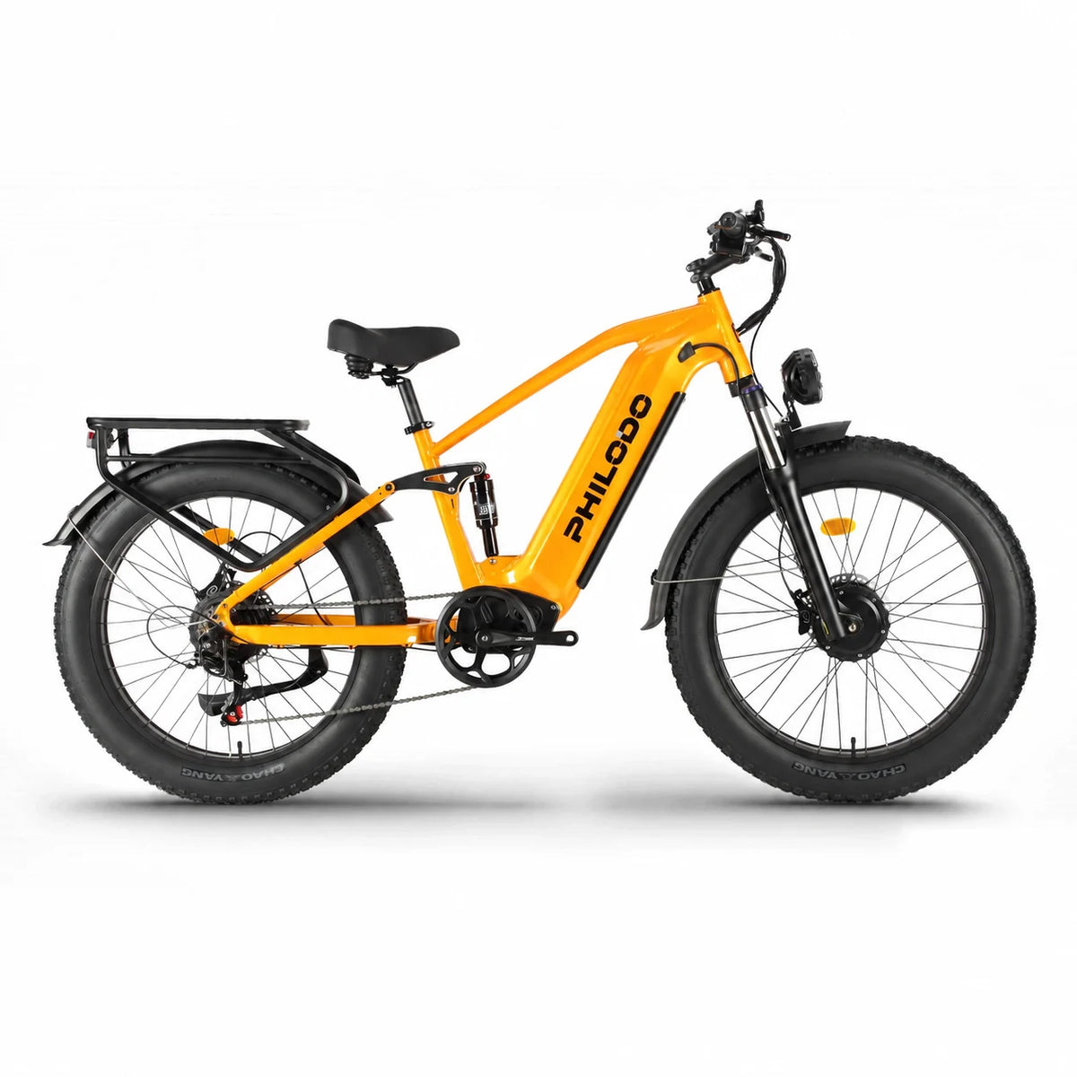 PHILODO Falcon Step-Over Orange electric bike, side view on white