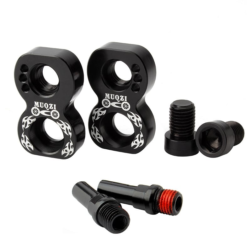 Black V-brake extender pair with mounting pieces