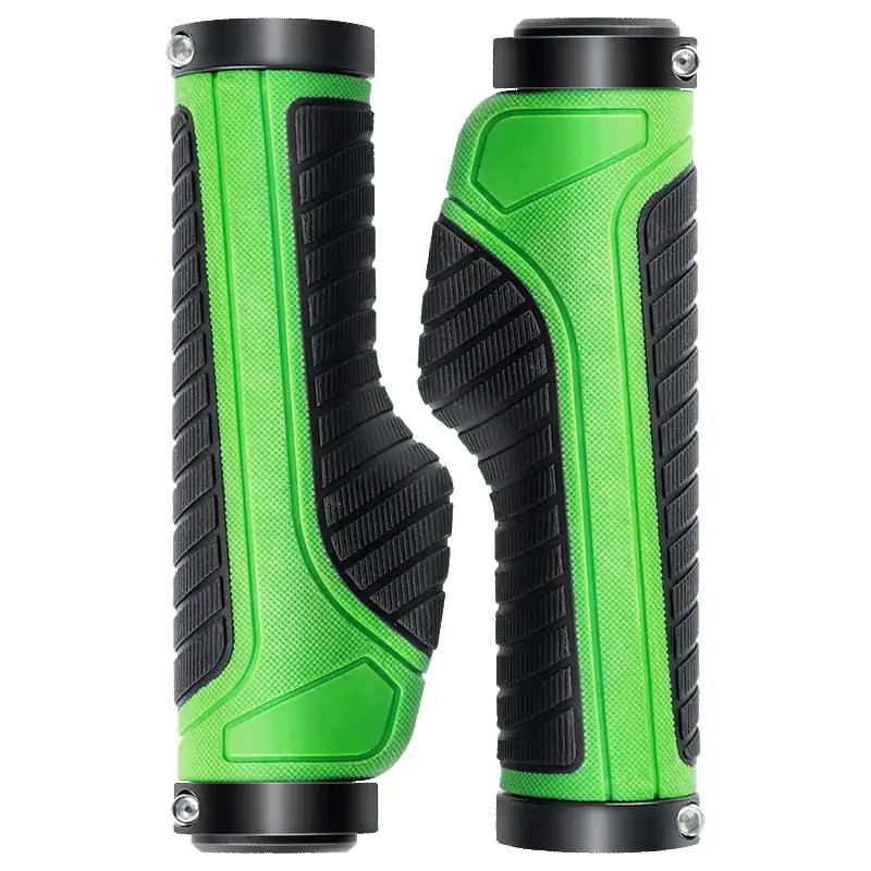 Green dual lock-on bicycle handlebar grips, exact supplier SKU photograph