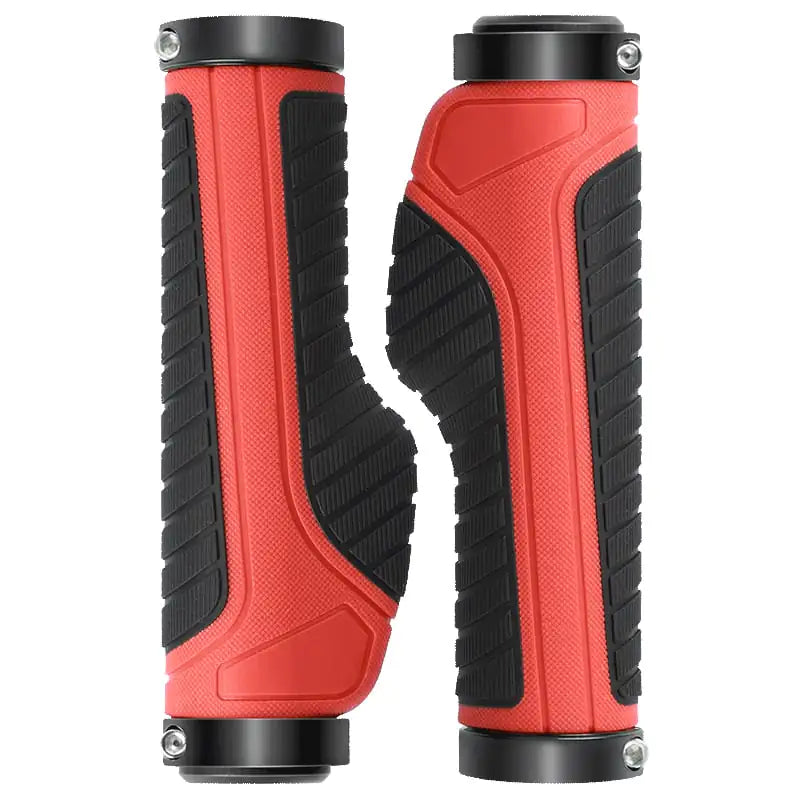 Red dual lock-on bicycle handlebar grips, exact supplier SKU photograph