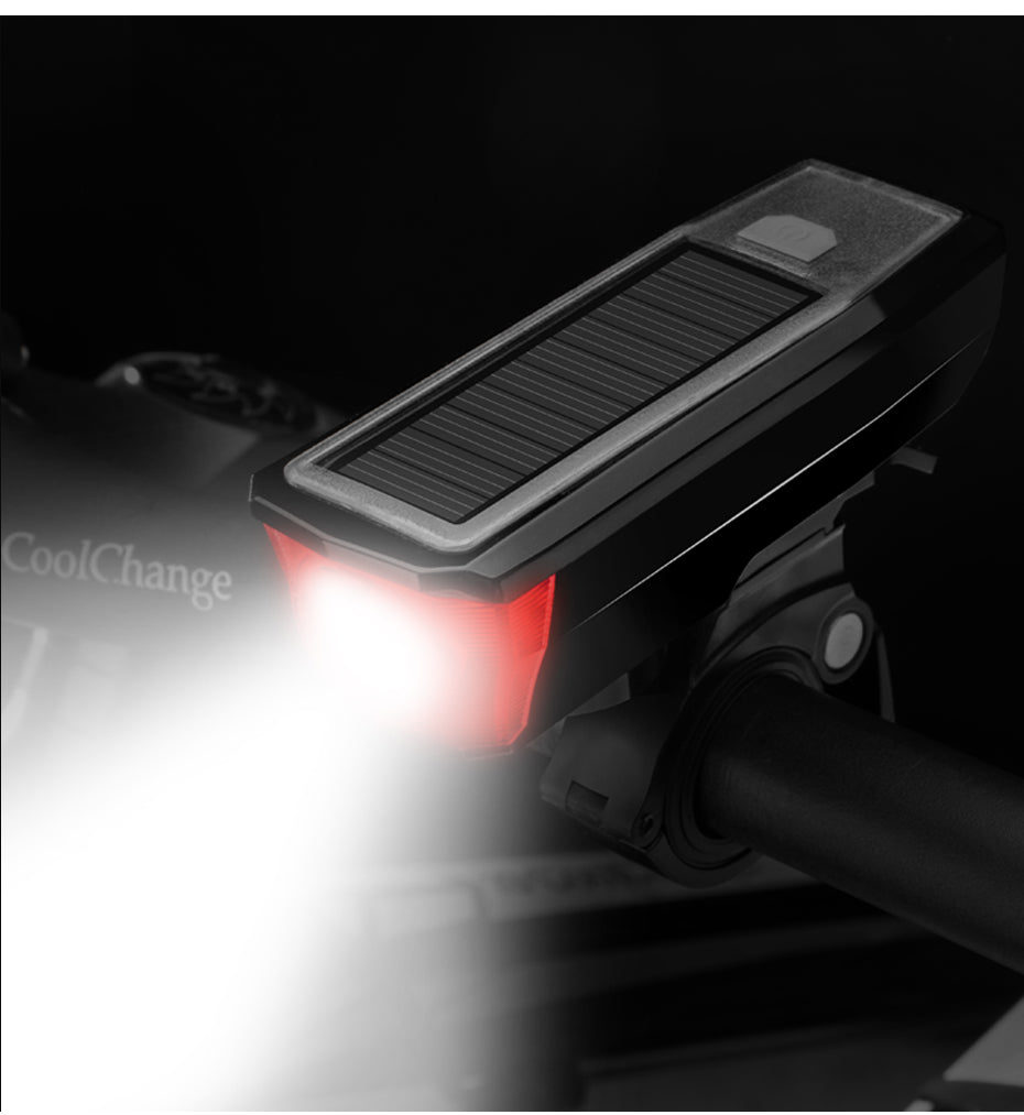 Solar-Charging Bicycle Front Light with Horn