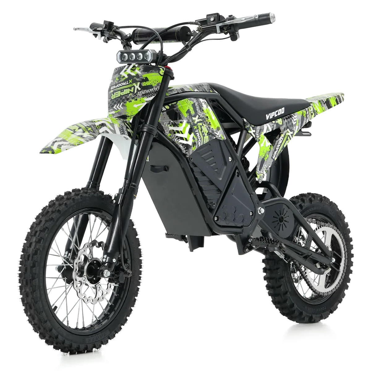 VIPCOO H3 green electric dirt bike side view