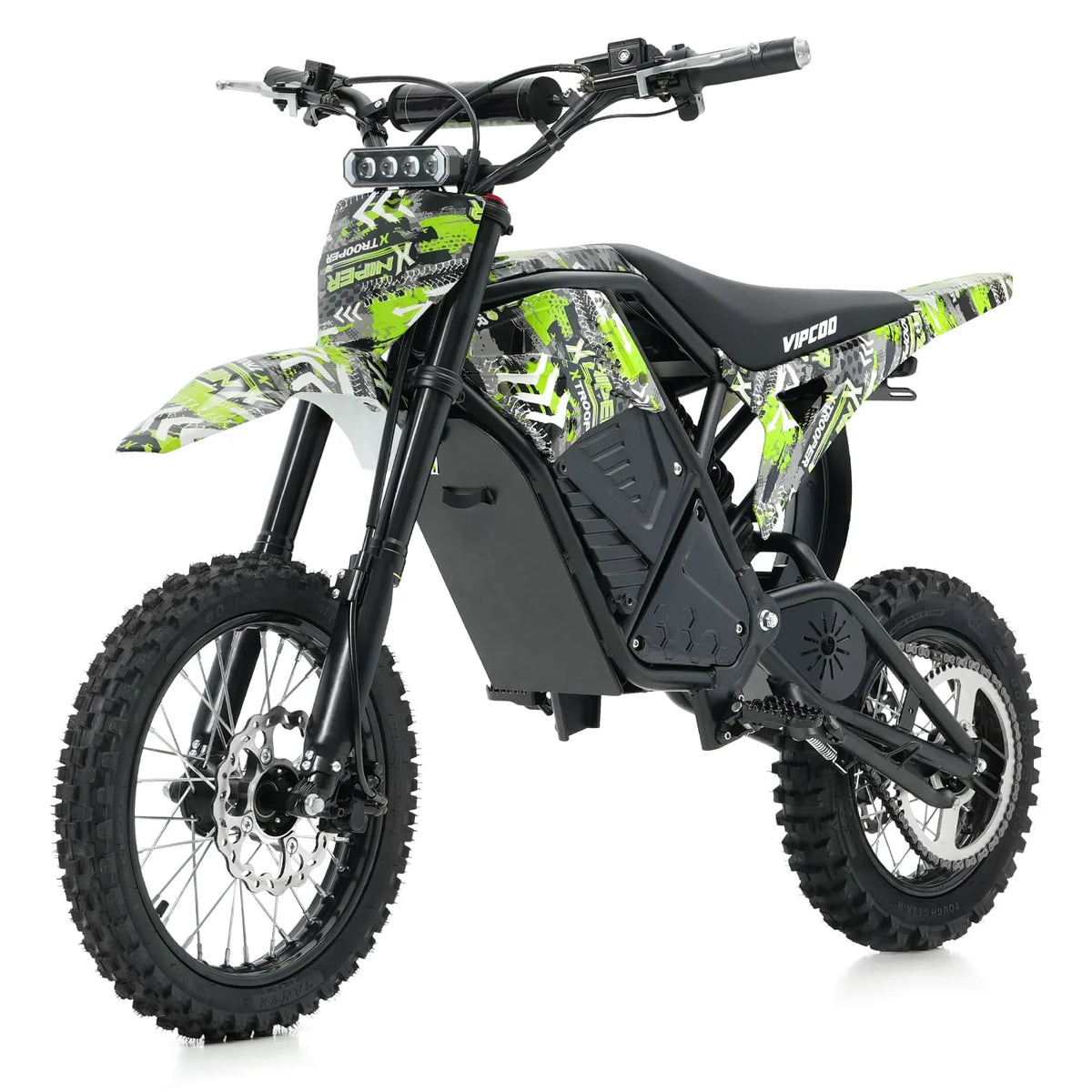 VIPCOO H3 green electric dirt bike side view