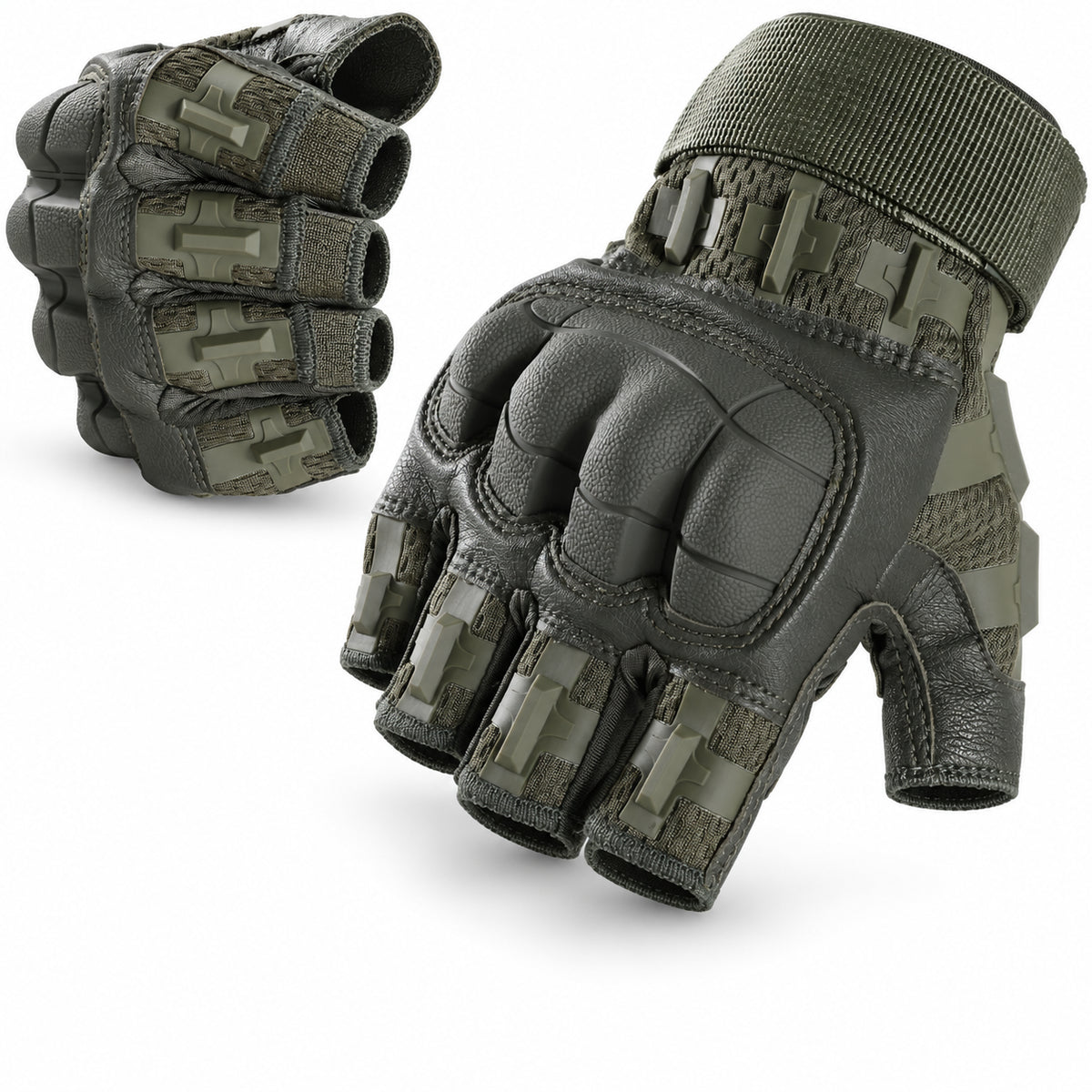 WTACTFUL Fingerless Riding Gloves — Green Medium